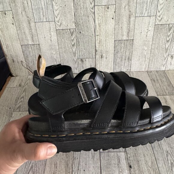 Dr. Martens  Blair Women's Platform Strappy Sandals Black Leather Size US 11 - Picture 1 of 7